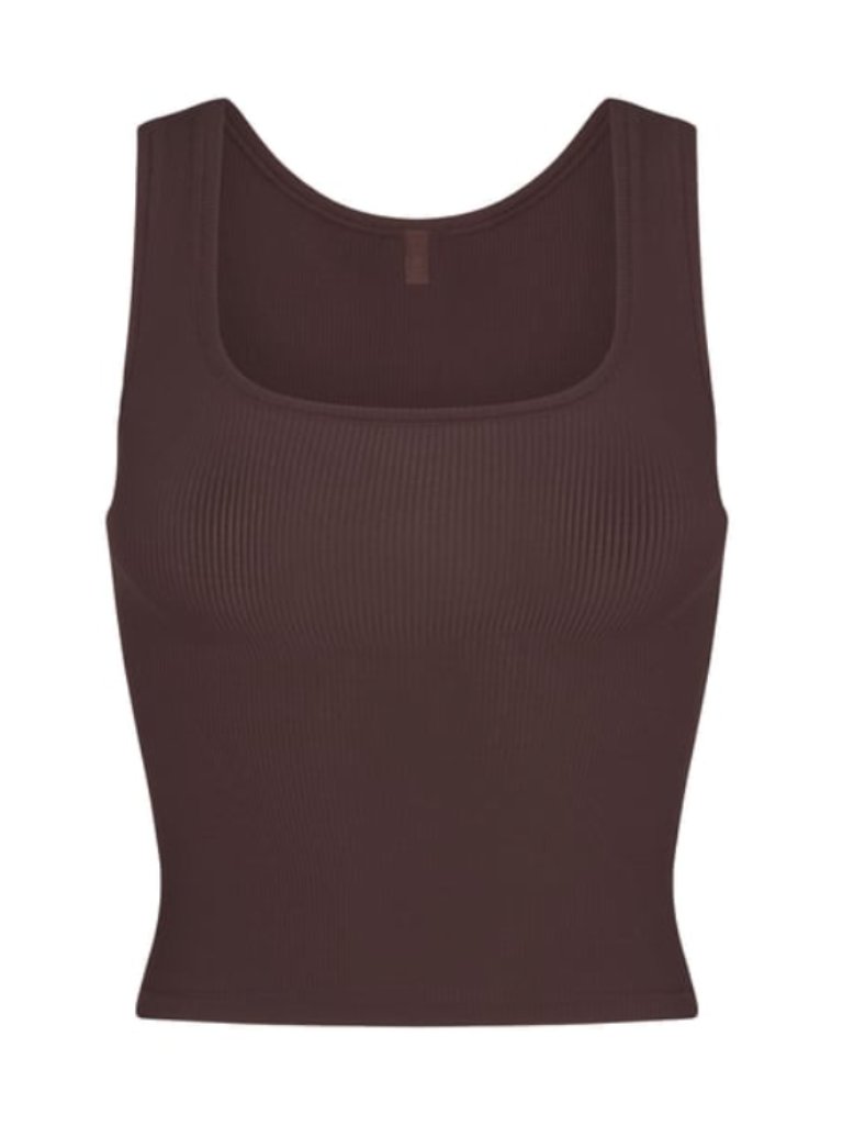 New Skims Soft Lounge Tank Phoenix Deep Brown Xs Ribbed Top Nwt